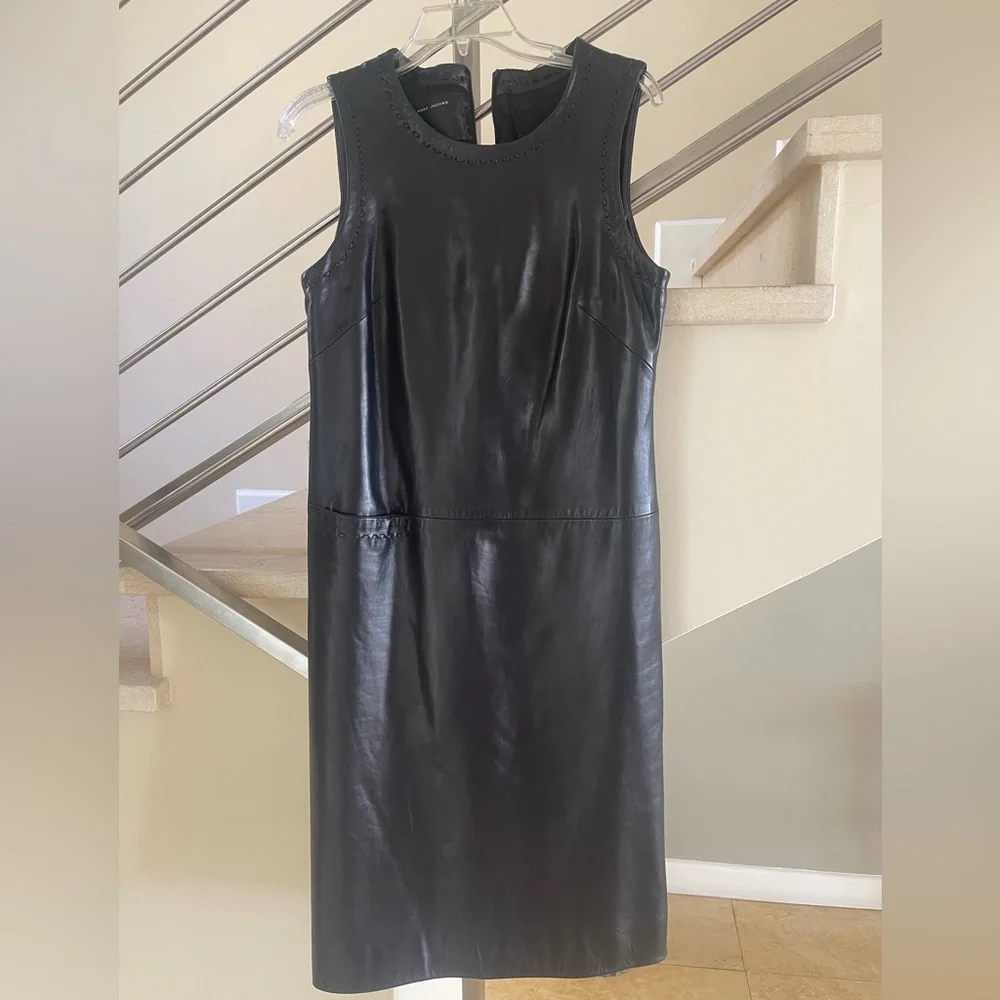 VINTAGE MARC JACOBS BLACK LEATHER DRESS - Picture 1 of 16